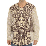 Ancient Mayan Statue Print Long Sleeve Baseball Jersey