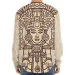 Ancient Mayan Statue Print Long Sleeve Baseball Jersey