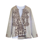 Ancient Mayan Statue Print Long Sleeve Short Coat