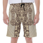 Ancient Mayan Statue Print Men's Beach Shorts
