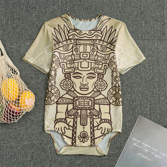 Ancient Mayan Statue Print Men's Bodysuit