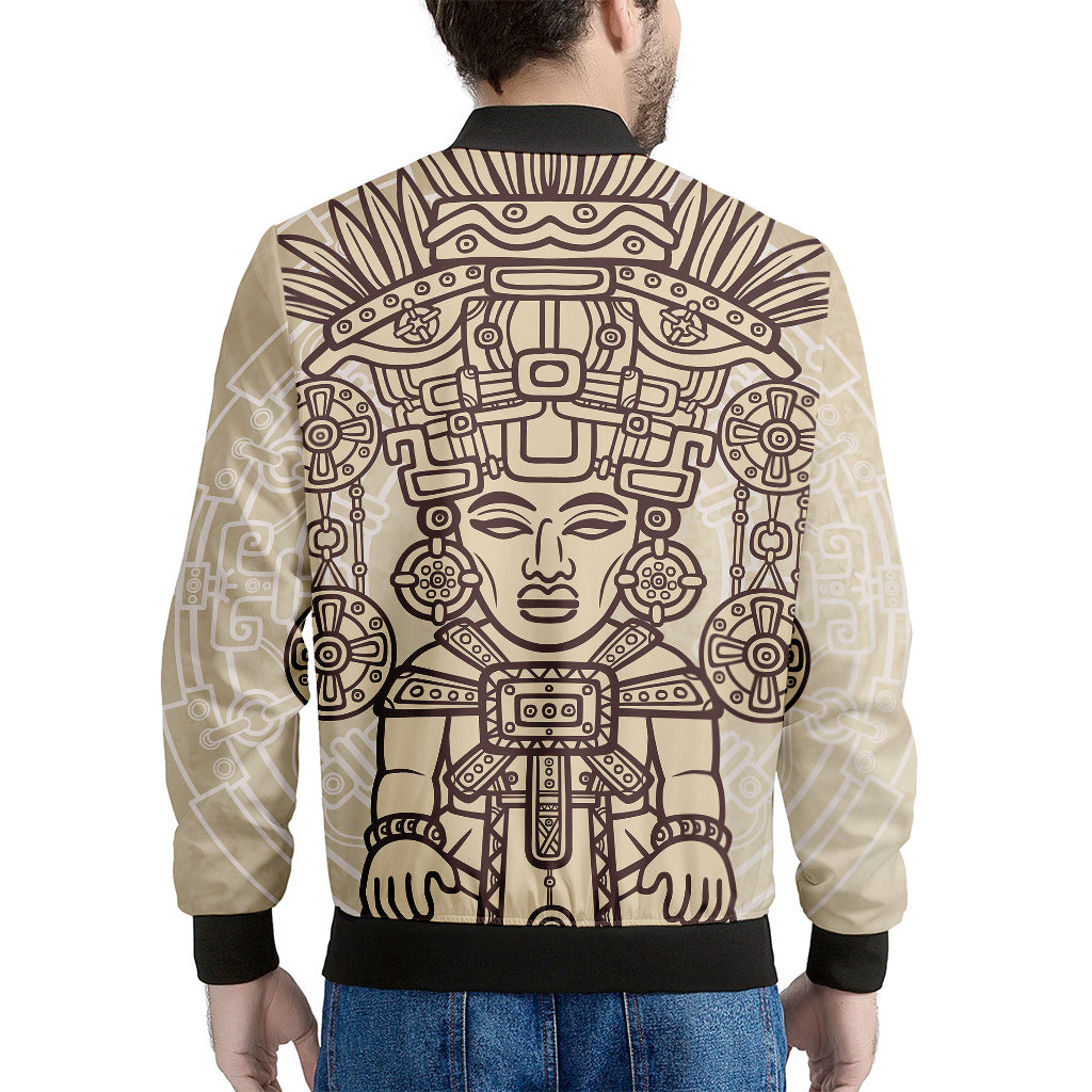 Ancient Mayan Statue Print Men's Bomber Jacket