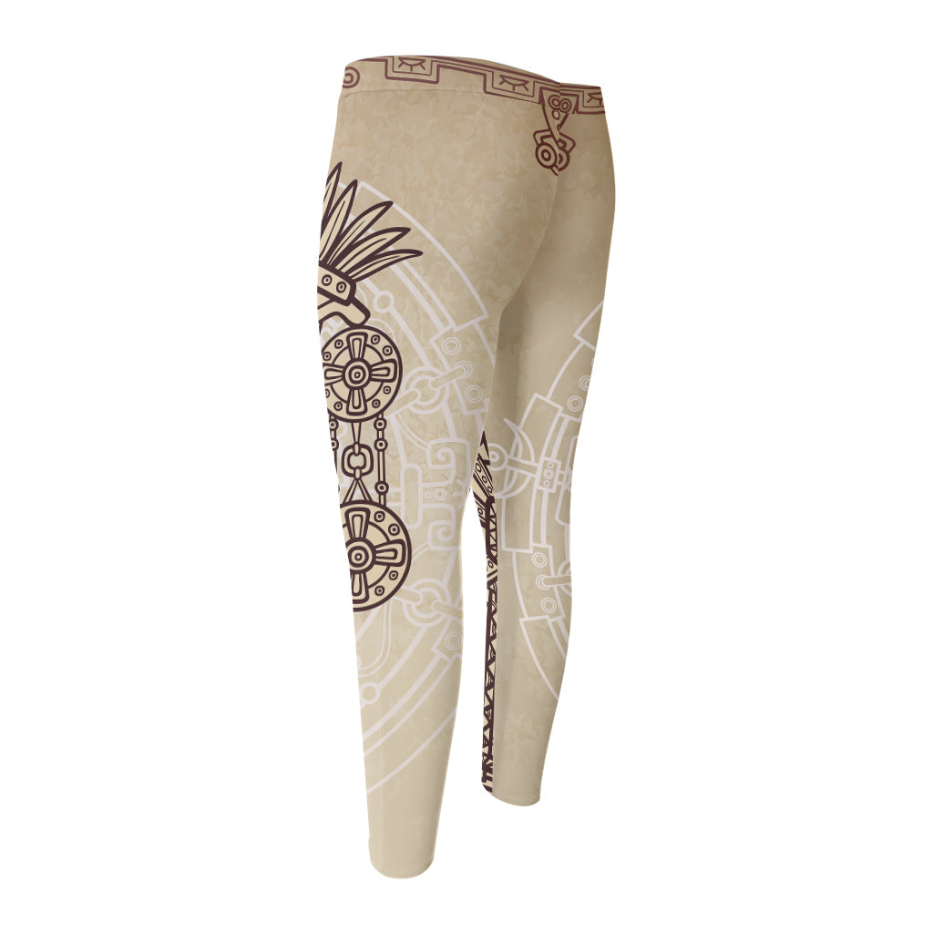 Ancient Mayan Statue Print Men's Compression Pants