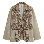 Ancient Mayan Statue Print Men's Cotton Blazer