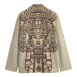 Ancient Mayan Statue Print Men's Cotton Blazer