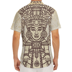 Ancient Mayan Statue Print Men's Deep V-Neck Shirt