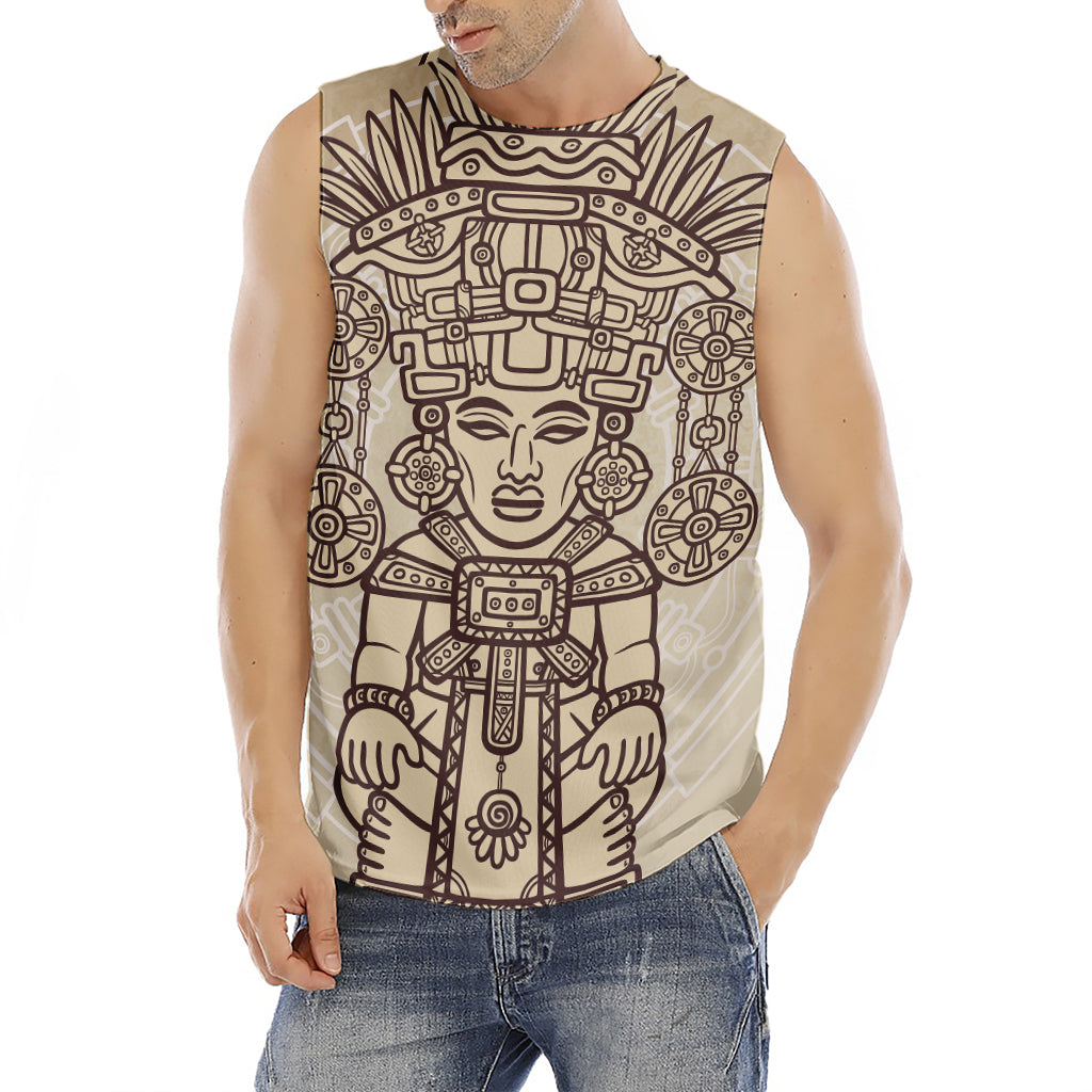 Ancient Mayan Statue Print Men's Fitness Tank Top