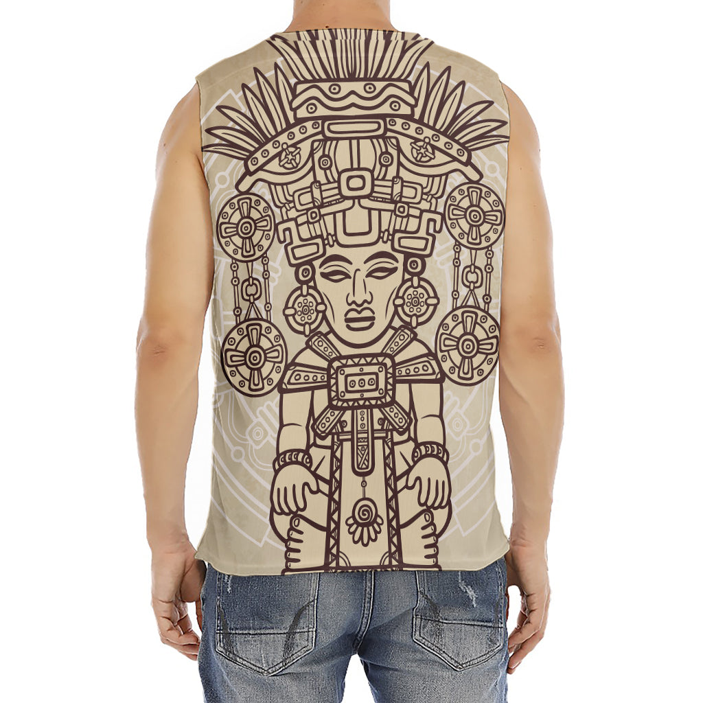 Ancient Mayan Statue Print Men's Fitness Tank Top