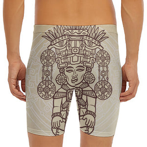 Ancient Mayan Statue Print Men's Long Boxer Briefs