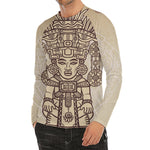 Ancient Mayan Statue Print Men's Long Sleeve Rash Guard