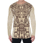 Ancient Mayan Statue Print Men's Long Sleeve T-Shirt
