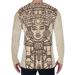 Ancient Mayan Statue Print Men's Long Sleeve T-Shirt