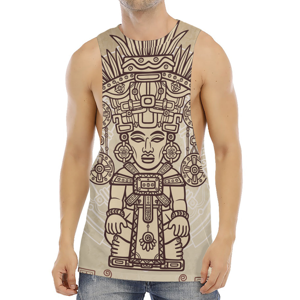 Ancient Mayan Statue Print Men's Muscle Tank Top