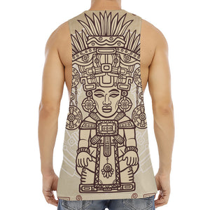 Ancient Mayan Statue Print Men's Muscle Tank Top