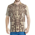 Ancient Mayan Statue Print Men's Polo Shirt