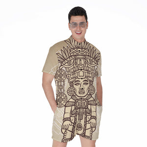 Ancient Mayan Statue Print Men's Rompers