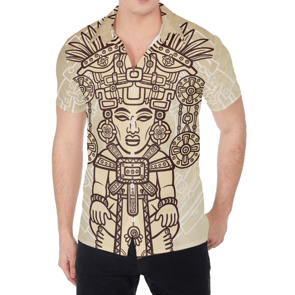 Ancient Mayan Statue Print Men's Shirt