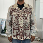 Ancient Mayan Statue Print Men's Shirt Jacket