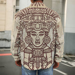 Ancient Mayan Statue Print Men's Shirt Jacket