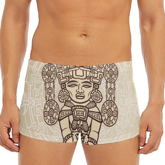 Ancient Mayan Statue Print Men's Short Boxer Briefs