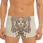 Ancient Mayan Statue Print Men's Short Boxer Briefs