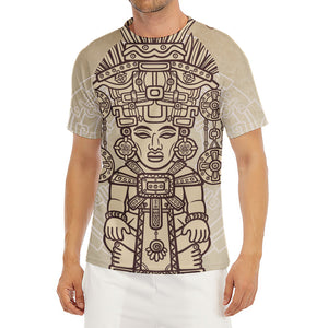 Ancient Mayan Statue Print Men's Short Sleeve Rash Guard