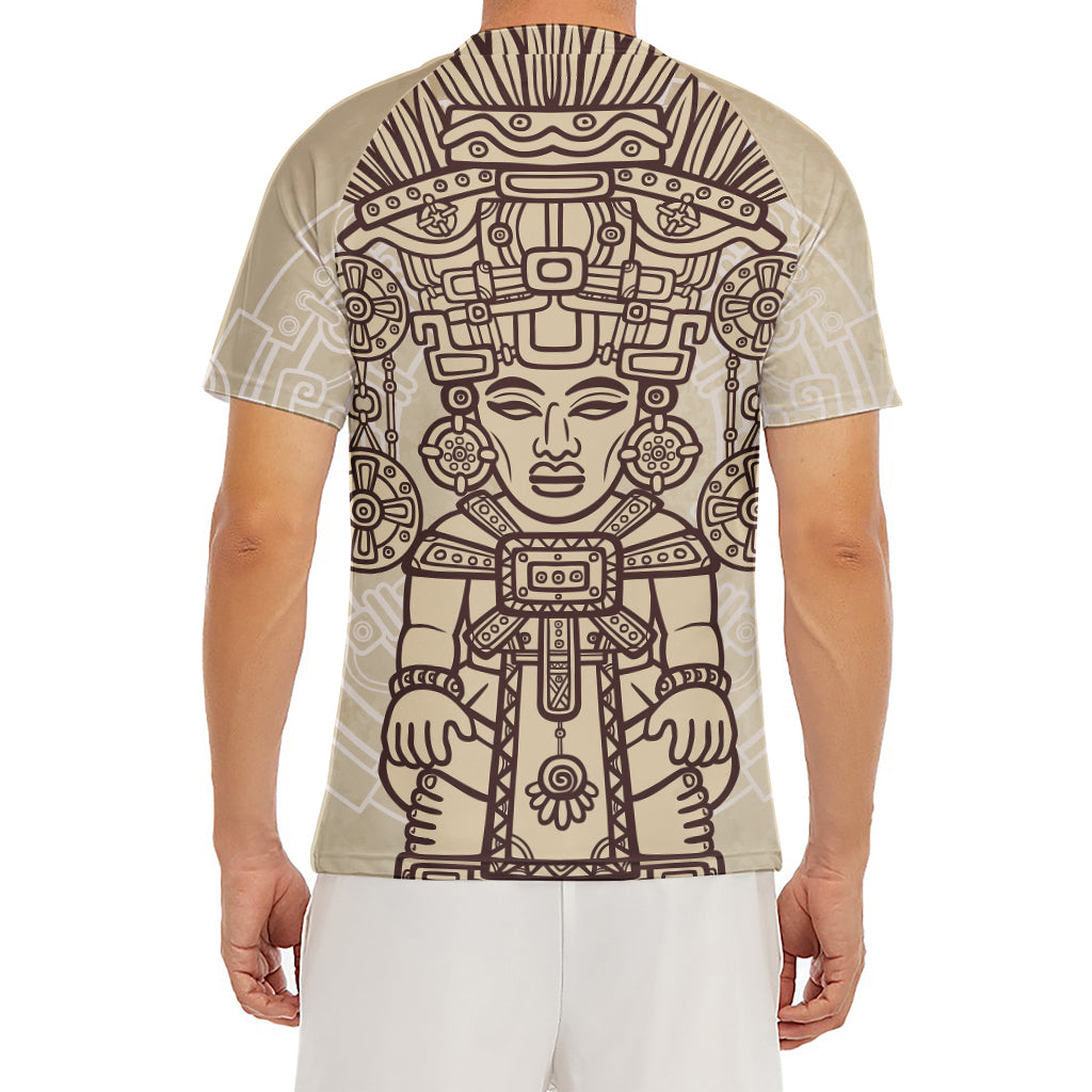 Ancient Mayan Statue Print Men's Short Sleeve Rash Guard