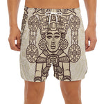 Ancient Mayan Statue Print Men's Split Running Shorts