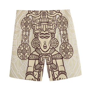 Ancient Mayan Statue Print Men's Sports Shorts