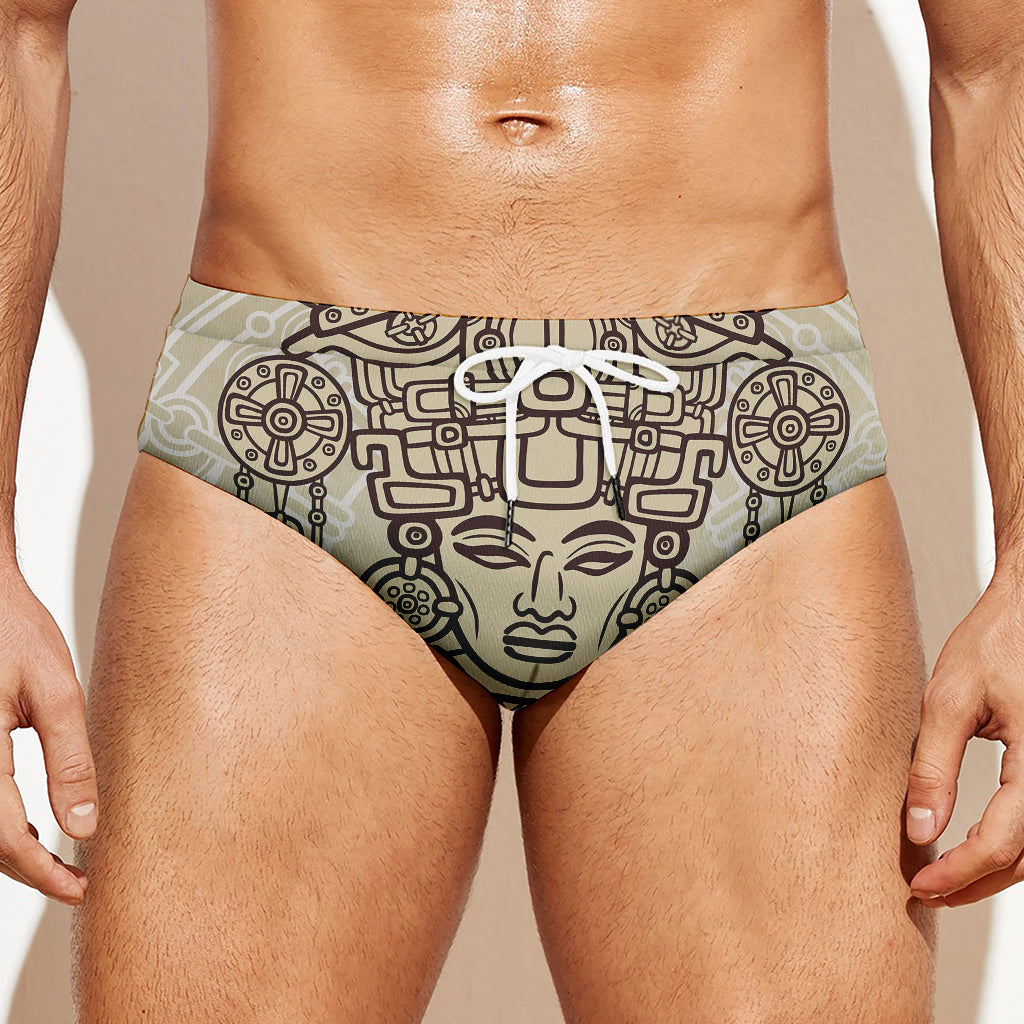 Ancient Mayan Statue Print Men's Swim Briefs