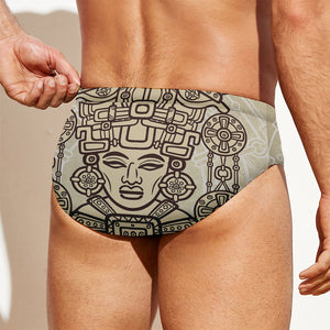 Ancient Mayan Statue Print Men's Swim Briefs