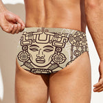 Ancient Mayan Statue Print Men's Swim Briefs