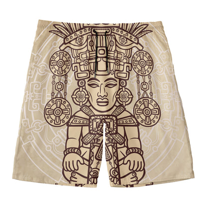 Ancient Mayan Statue Print Men's Swim Trunks