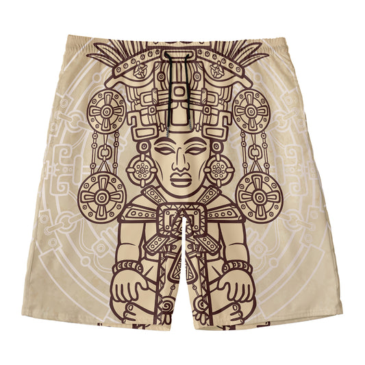 Ancient Mayan Statue Print Men's Swim Trunks