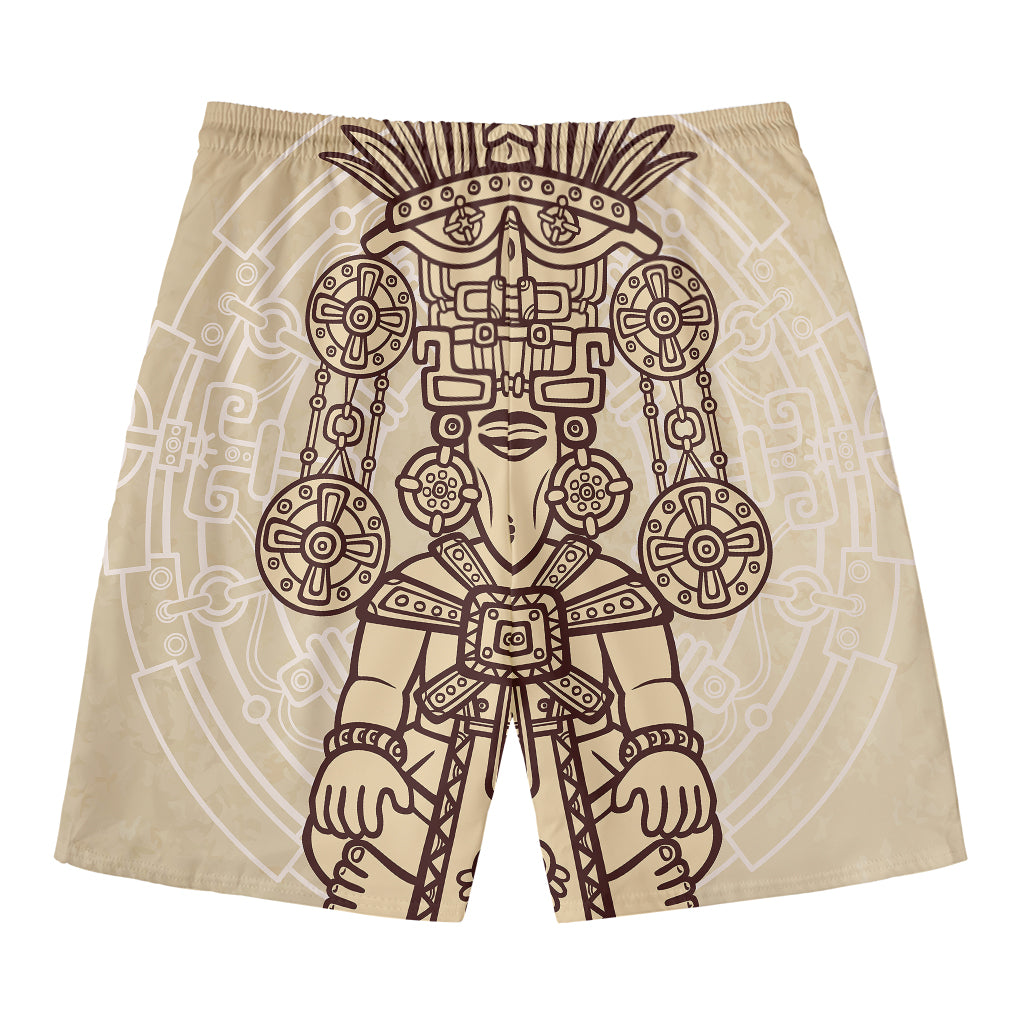 Ancient Mayan Statue Print Men's Swim Trunks