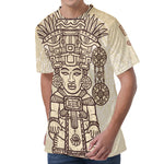Ancient Mayan Statue Print Men's Velvet T-Shirt
