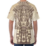 Ancient Mayan Statue Print Men's Velvet T-Shirt