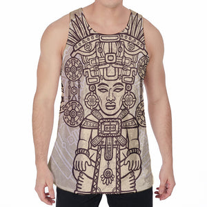 Ancient Mayan Statue Print Men's Velvet Tank Top