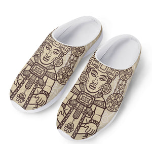 Ancient Mayan Statue Print Mesh Casual Shoes