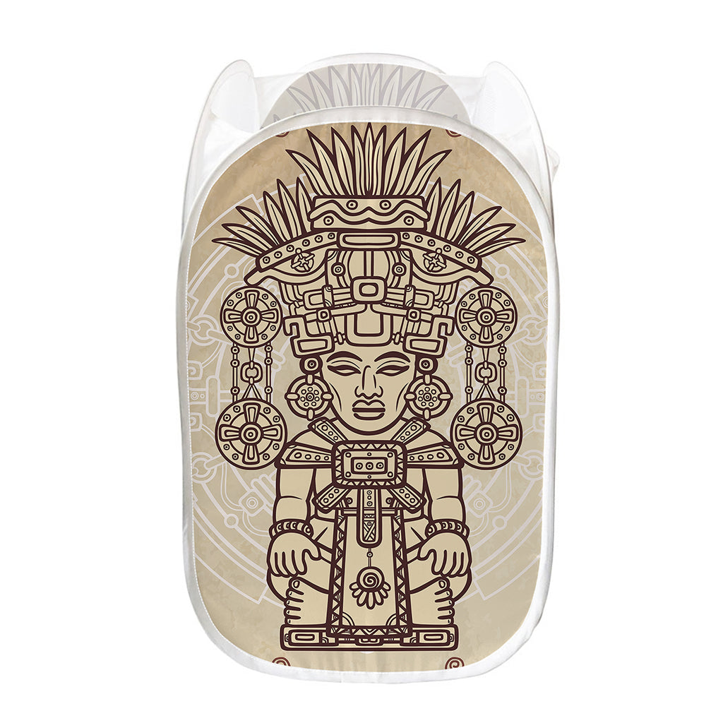 Ancient Mayan Statue Print Mesh Laundry Hamper