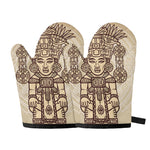 Ancient Mayan Statue Print Oven Mitts
