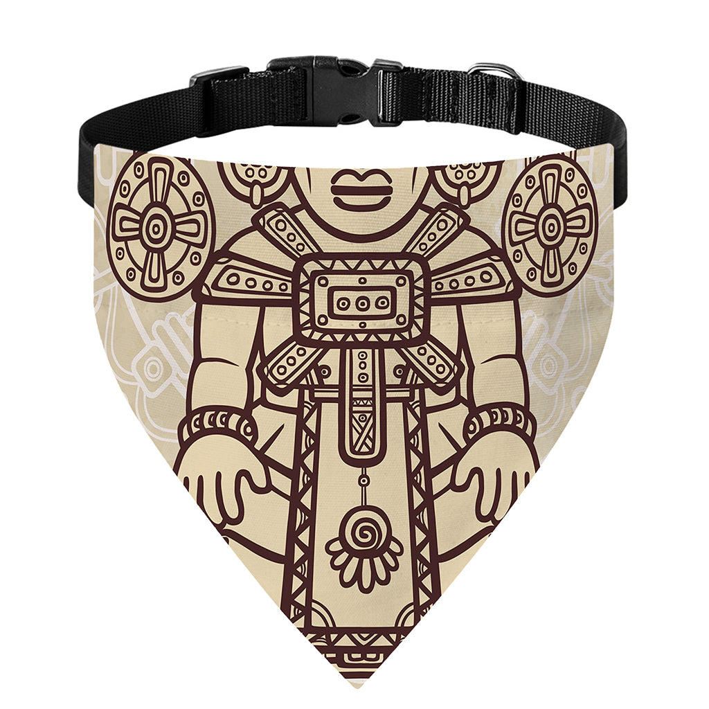 Ancient Mayan Statue Print Over The Collar Dog Bandana