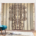 Ancient Mayan Statue Print Pencil Pleat Curtains