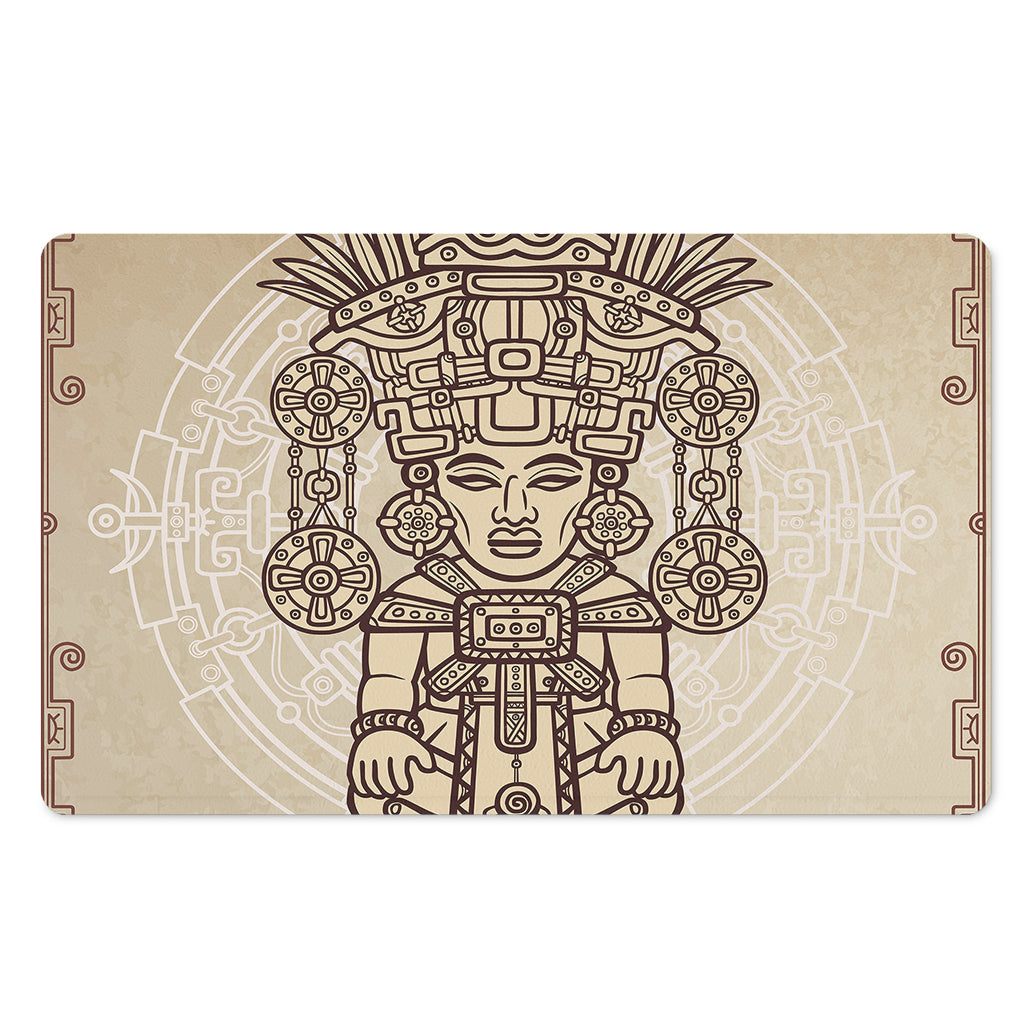 Ancient Mayan Statue Print Polyester Doormat