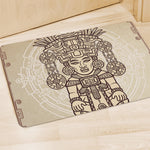 Ancient Mayan Statue Print Polyester Doormat