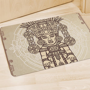 Ancient Mayan Statue Print Polyester Doormat