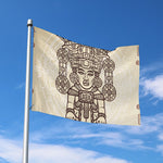 Ancient Mayan Statue Print Polyester Flag