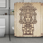 Ancient Mayan Statue Print Polyester Shower Curtain