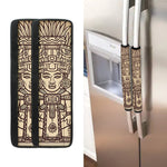 Ancient Mayan Statue Print Refrigerator Handle Covers