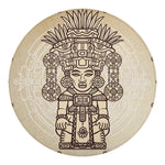 Ancient Mayan Statue Print Round Blanket